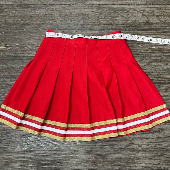Varsity Red White & Gold Cheer Pleated Skirt - Picture 4 of 10